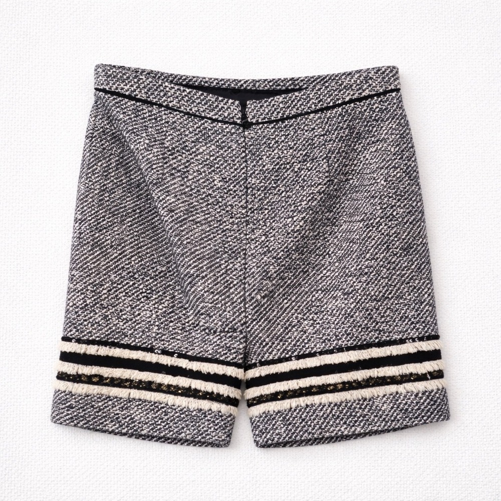 Tory Burch Navy White‎ Tweed Sequin Embellished Pencil Skirt Size 4 Business - Picture 5 of 9